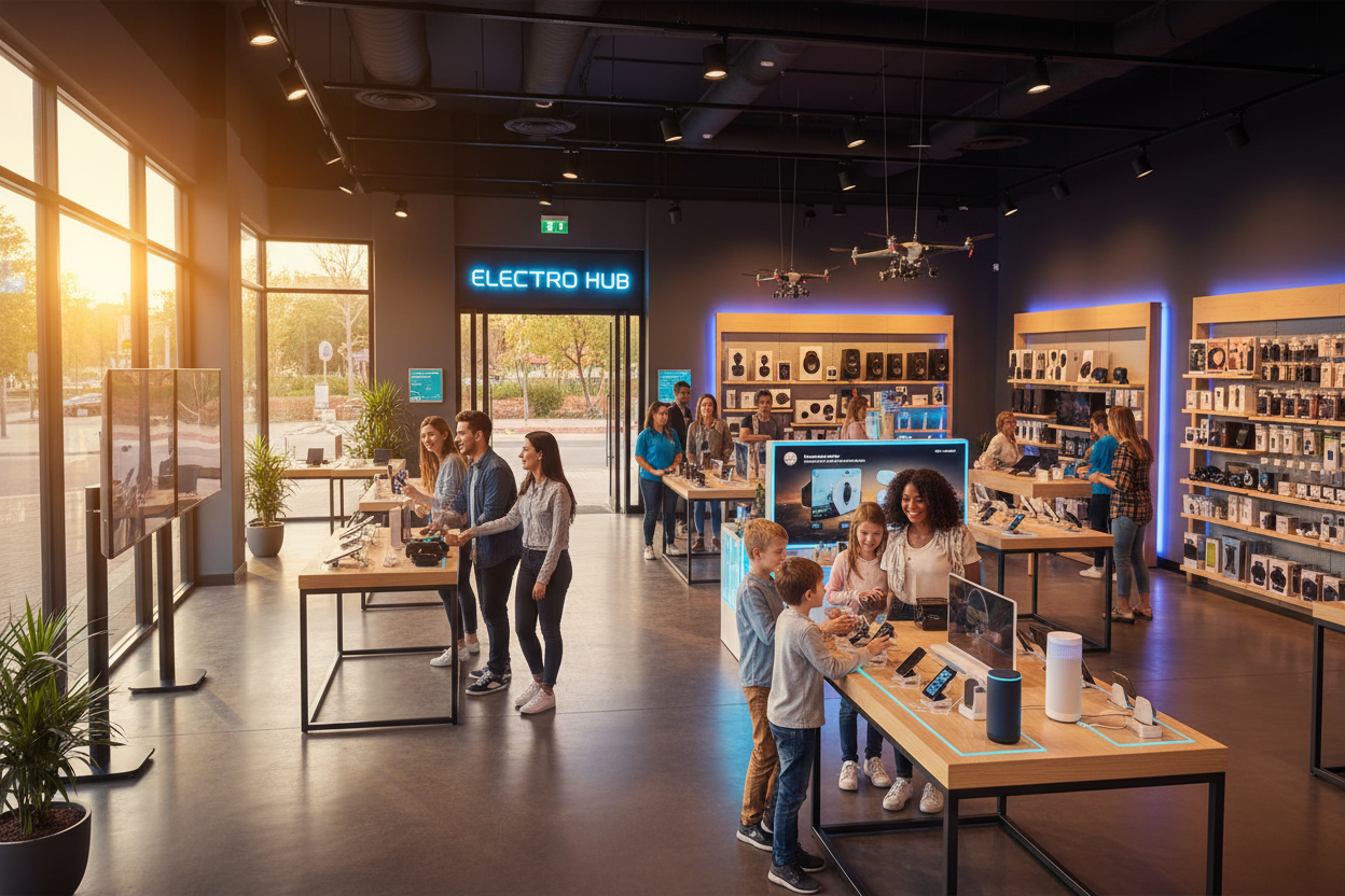 diverse electronic store image, make it look attractive to customers